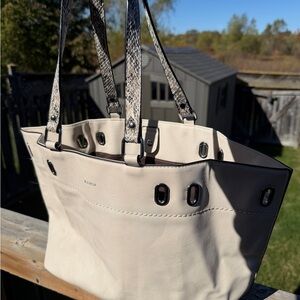 Blush Cream Tote with Snakeskin Straps